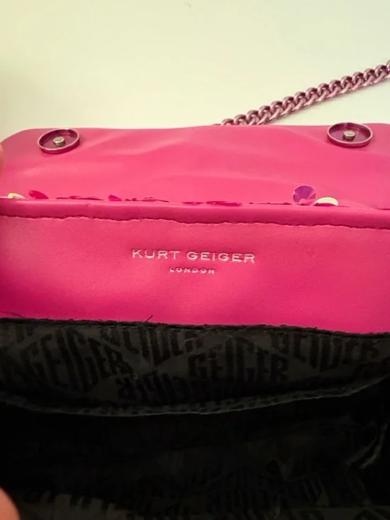 Kurt Geiger Pink and Gold Sequin Chain Crossbody Bag - Picture 3 of 16